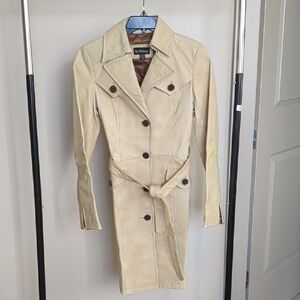 Vintage le chateau beige leather trench coat